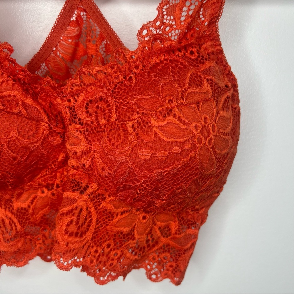 Kathy Lace Bralette Size Small Medium in Vibrant Orange Coral - Picture 2 of 9